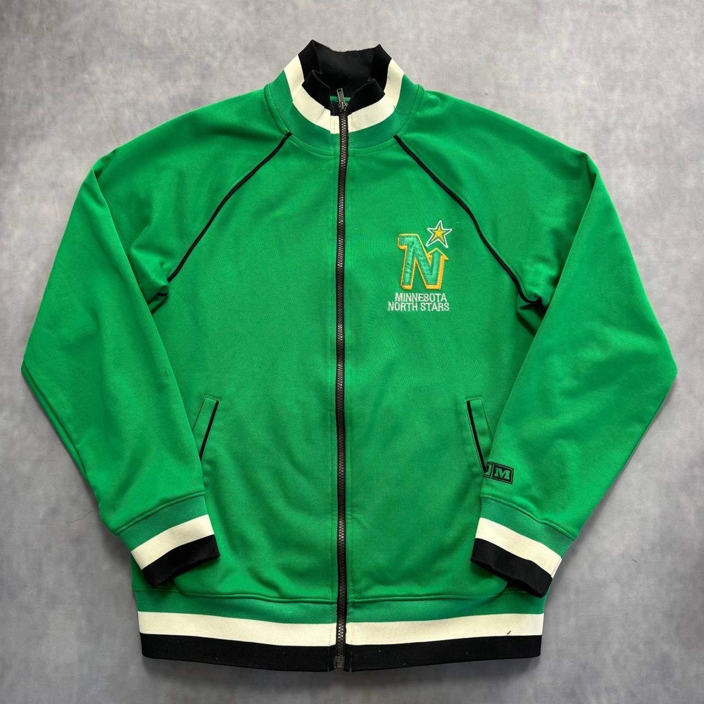 CCM Minnesota North Stars Track Jacket Mens XL Green Excellent Retro NHL Zip